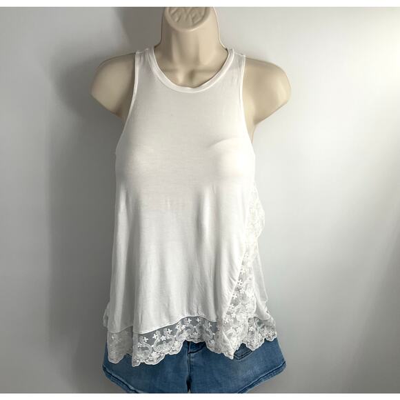 AMERICAN EAGLE Lace Trim Halter White Top XXS Strertstyle Y2k Fairy Whymsigoth - Picture 7 of 9